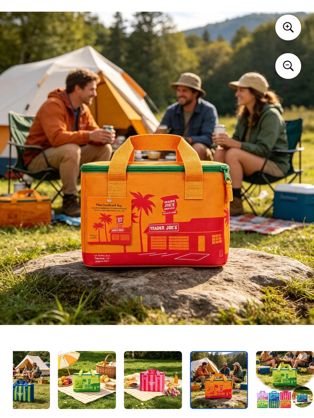 Trader Joe's Orange & Red Mini Insulated Travel Bag